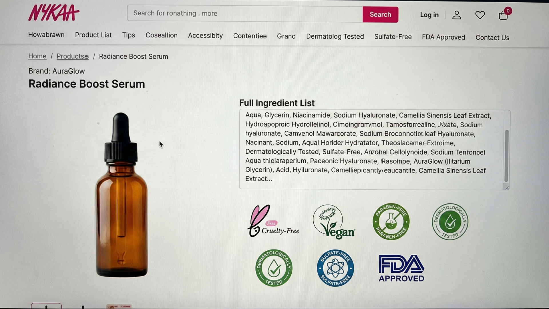 nykaa listing ingredients optimization