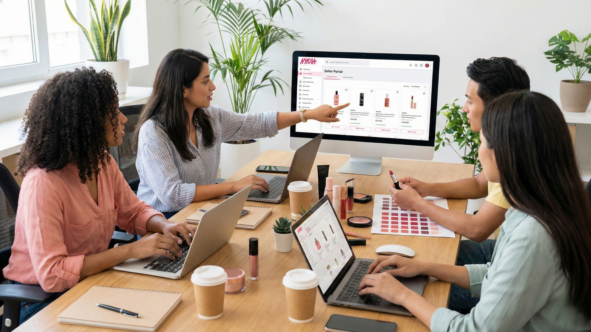 team working on nykaa listing