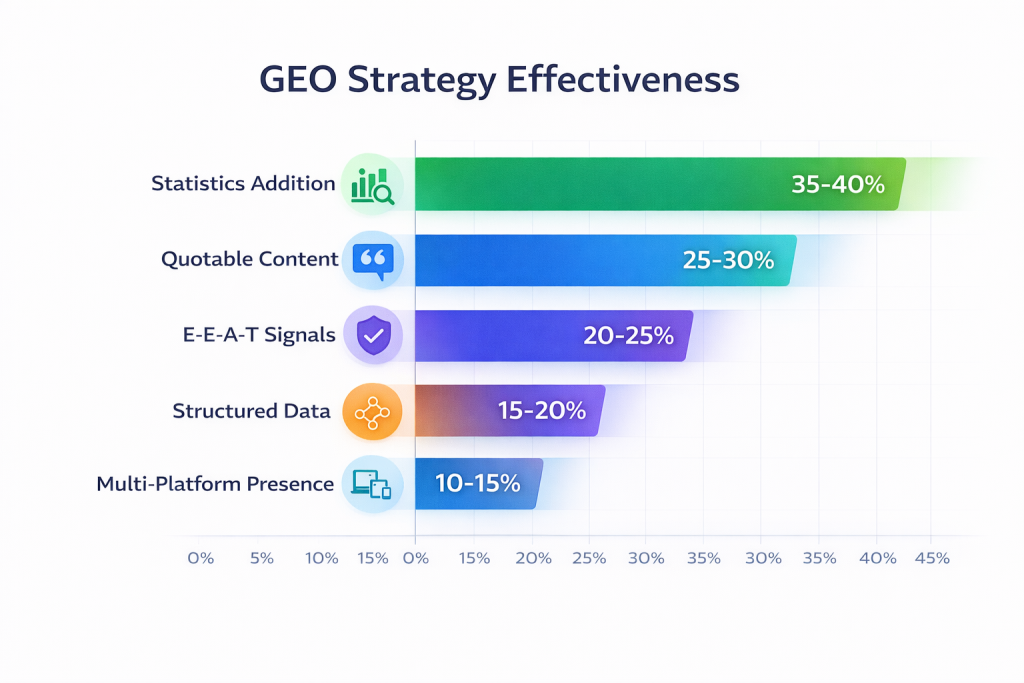 Effectiveness of different Generative Engine Optimization strategies for improving AI citations